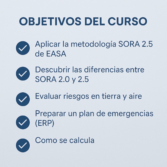 objetivos del curso gerente responsable oepradora de drones